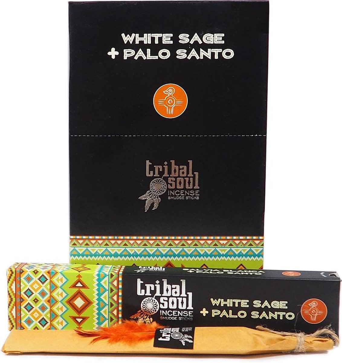 Tribal soul Wierookstokjes Tribal Soul White sage en Palo Santo 12 pakjes van 15 gram Zwart, groen, bruin
