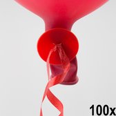 100 Automatische snelsluiters met lint Rood - Ballonnen Ballon Snel Sluiter Knoopje Helium