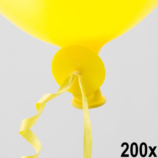 200 Automatische snelsluiters met lint Geel - Ballonnen Ballon Snel Sluiter Knoopje Helium
