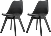 Madera stoel - Zwarte zitting - Zwart onderstel - Set van 2