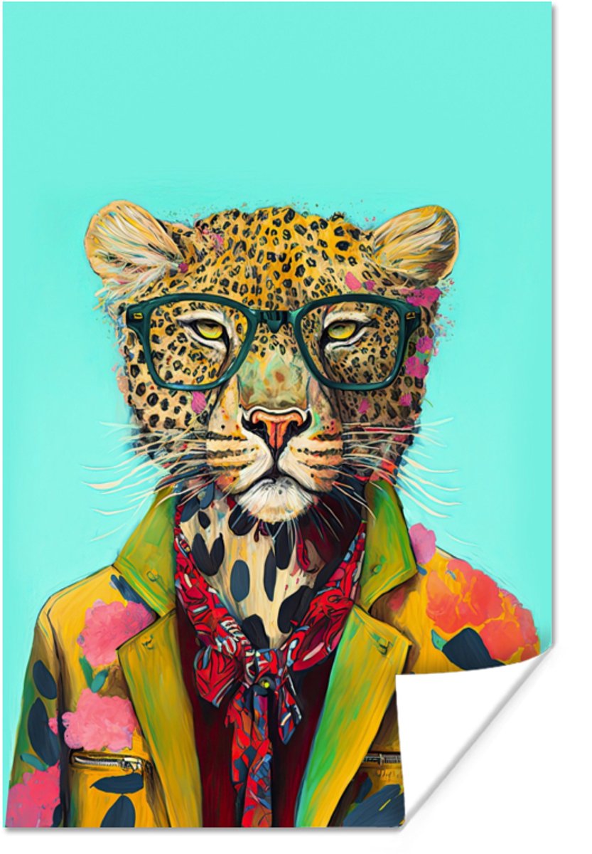 Poster Dier - Bril - Luipaard - Strik - Design - 60x90 cm