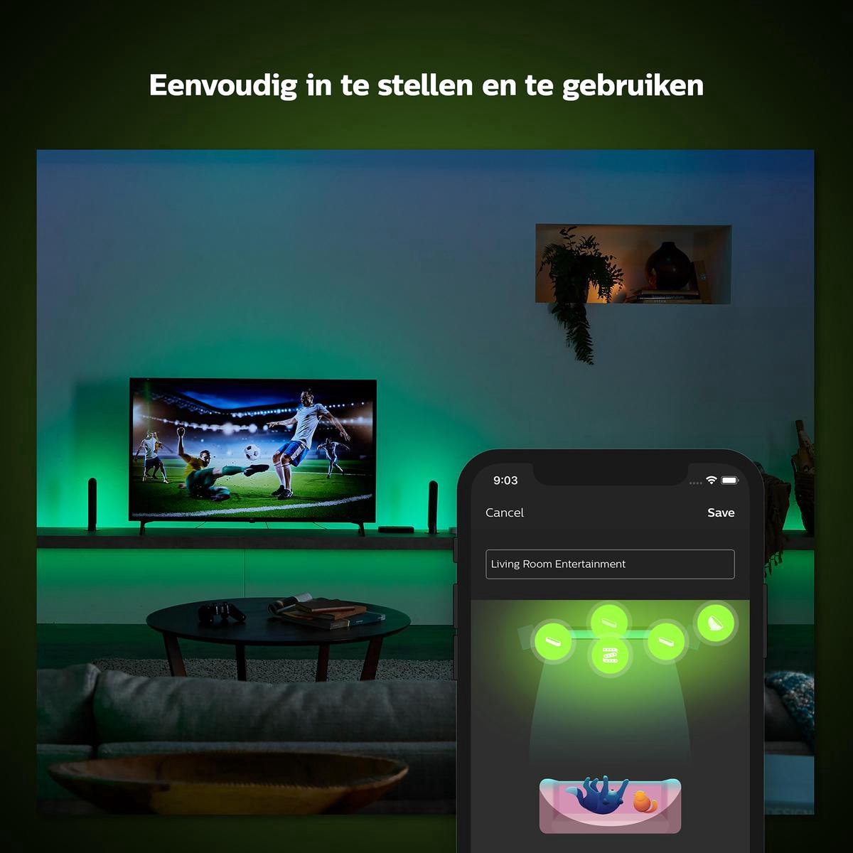 Philips Hue Pack Play Gradient Lightstrip Tira LED para Televisor de 55 +  HDMI Sync Box Sincronizad