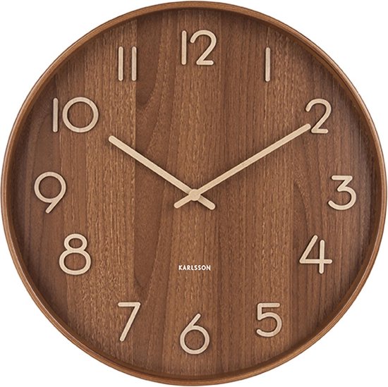 Karlsson Wandklok Pure - Donker lindehout - Medium - Ø40cm - Scandinavisch
