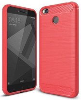 Geborstelde TPU Cover - Xiaomi Redmi 4 4X - Rood