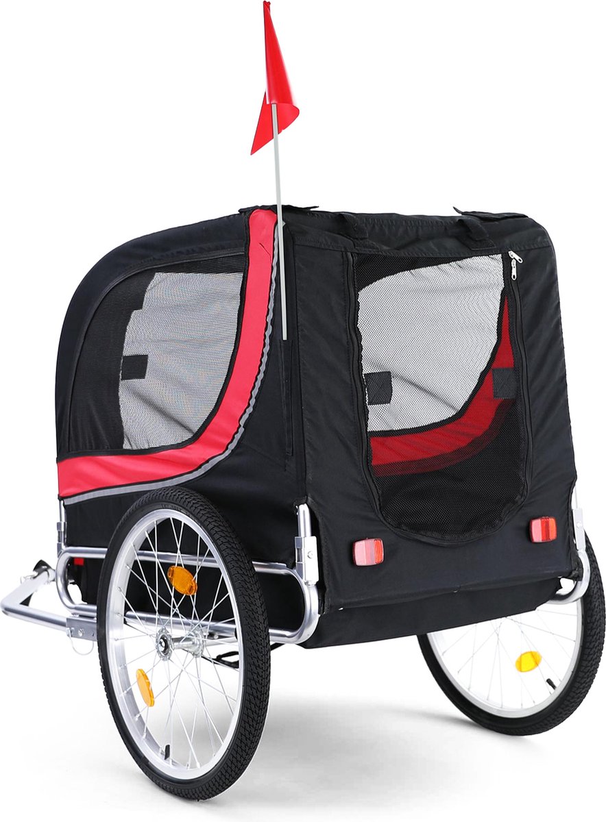 Bol.com Hondenfietskar Fietskar Hond Mand Hondenkar Opvouwbaar Rood/Zwart Tot 40 KG aanbieding