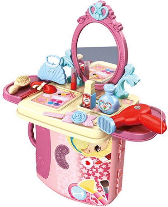 Make-uptas-meisjes speelgoed-makeup set-nieuwe makeup pack kinderen-make-up koffer-Roze-Luxe make-up speelgoed-meisjes make up tafel-kinderen make up set