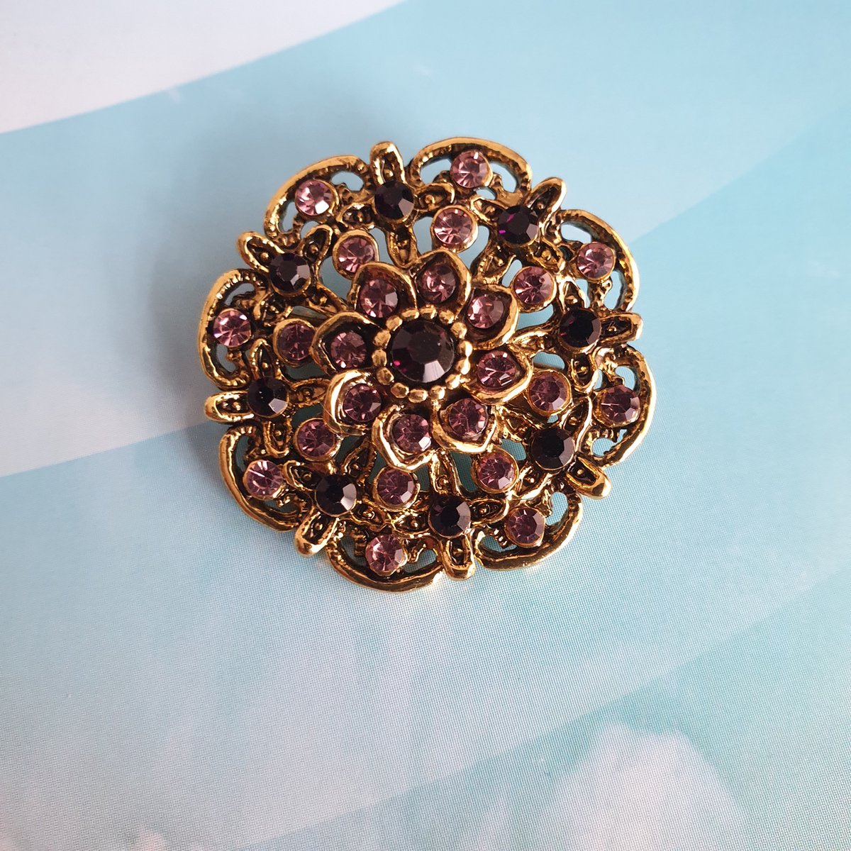 Zelto-Broche- Bloem- Roze- Goudkleur