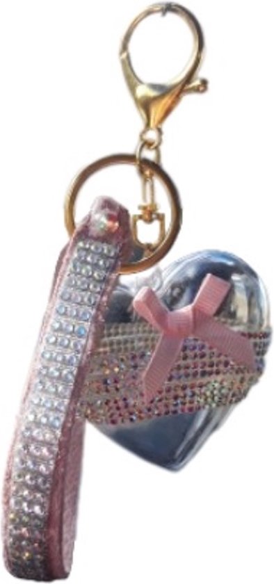 Porte-clés sac pendentif grand argent paillettes diamant coeur strass  sangle cadeau... | bol