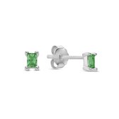 New Bling 9NB-1028 Zilveren Oorknopjes met Zirkonia - 2x3,5mm - Groen - Baquette - Rhodium - Zilver