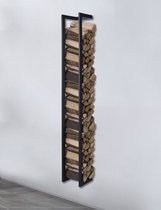 Lendo Online brandhoutrek wandmodel 25x25x196cm + draagtas haardhoutrek houtopslag zwart metaal