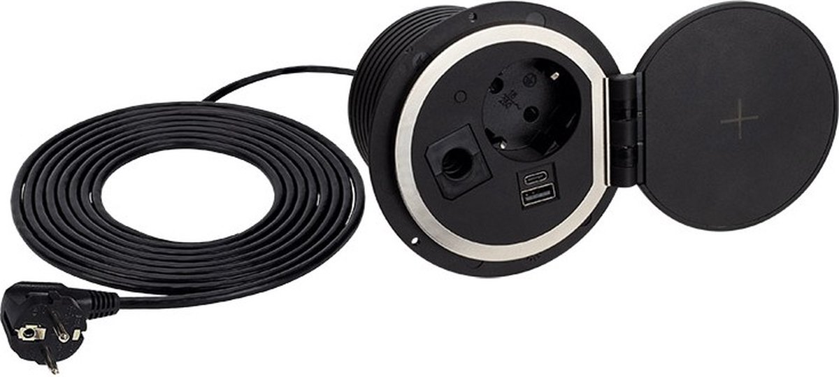 Einbau-Steckdose Mit HDMI, USB & TV-Anschluss | IP44 Schutz | 230V | Weiß Glänzend