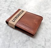 Lundholm portemonnee heren bruin cognac compact RFID anti-skim - kleine heren portemonnee van topkwaliteit leer - Scandinavisch design | Karlskrona serie