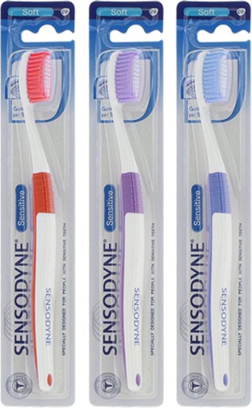3 x Sensodyne Zacht (soft) Tandenborstel - verzorging & precisie - voor gevoelige tanden