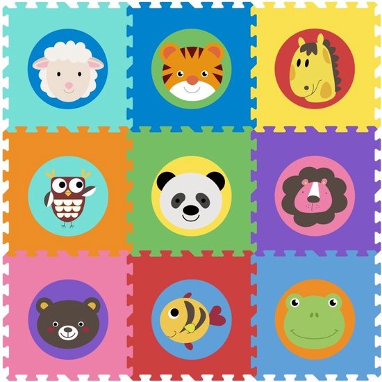 Speelmat voor baby's en kinderen- Dubbelzijdig en Opvouwbaar - Foam - 180 x 200 cm - Dieren