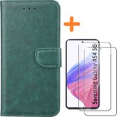 Samsung A54 case bookcase Vert - Galaxy A54 5G bookcase wallet case - Samsung A54 screen protector / 2X Protective glass