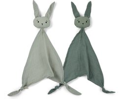 Nuuroo knuffeldoek konijn set van twee - groen