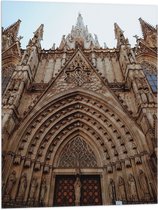 Vlag - Vooraanzicht van Kathedraal in Barcelona in Spanje - 60x80 cm Foto op Polyester Vlag
