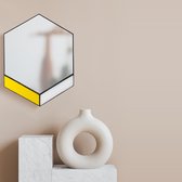 Glassmade - Miroir "Marie" - Miroir vitrail fait main - Hexagone jaune/blanc - 33x25 cm