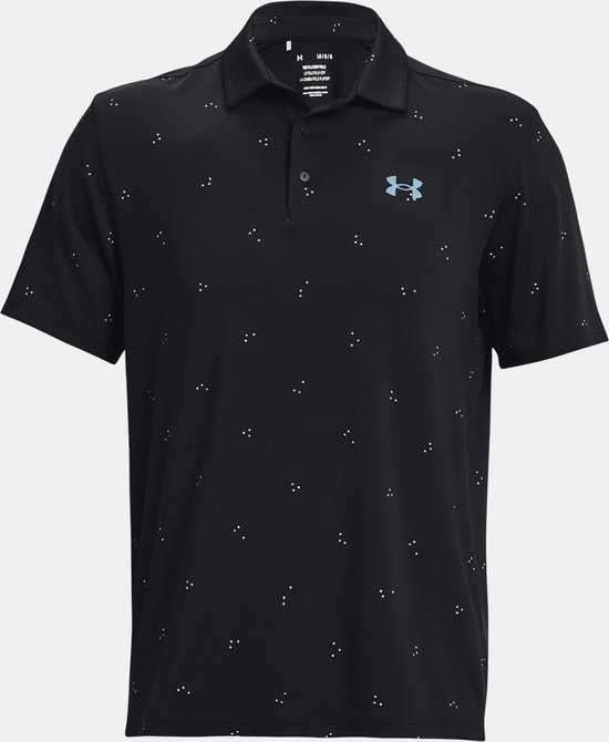 Under Armour Playoff Polo 3.0 Print-Black/Lime Surge/Static Blue Maat XL