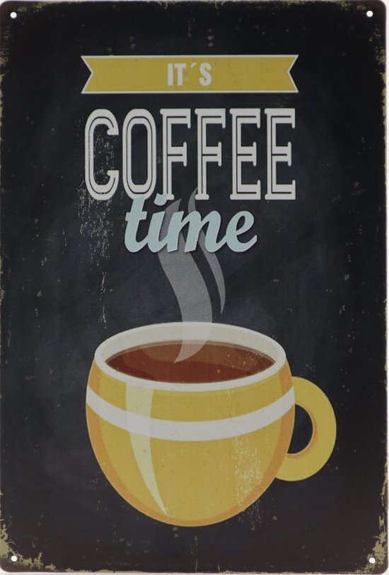 Wandbord – Mancave – Coffee time - Koffie – Vintage - Retro - Wanddecoratie – Reclame bord – Restaurant – Kroeg - Bar – Cafe - Horeca – Metal Sign - Pin Up Girl - 20x30cm