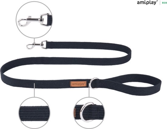 Amiplay Laisse Cotton noir taille- S / 140x1.5cm