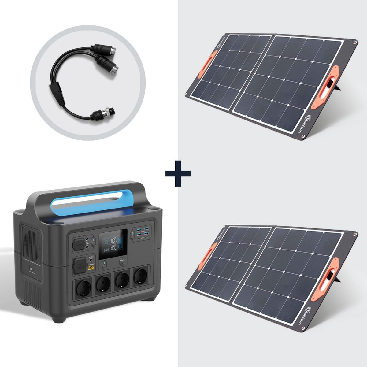 Portable power generator 1484Wh + 2x opvouwbaar 100W zonnepaneel bundel | Mobisun