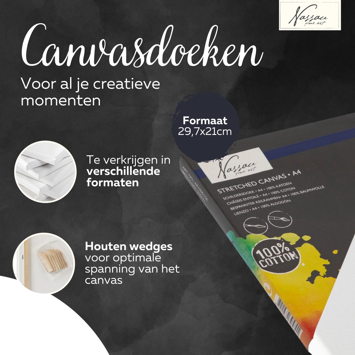 Schildersdoeken Set 12pcs - formaat 21x29.7 cm - voorraadverpakking voor creatieve projecten - acrylverf - olieverf - aquarelverf - hoge kwaliteit — afbeelding 4