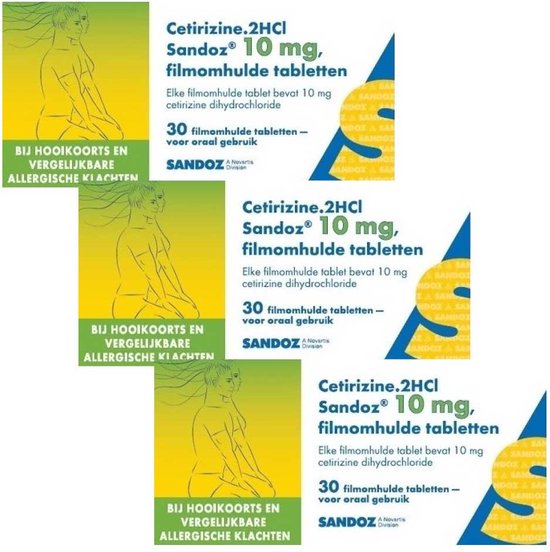 Sandoz Allergietabletten Cetirizine 1HCI 10 mg - 3 x 30 tabletten - Sandoz