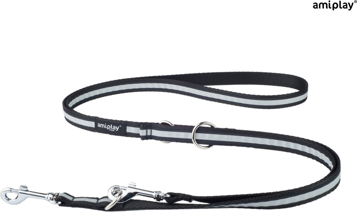 Amiplay Leiband verstelbaar 6 in 1 Shine zwart maat-S / 100-200x1cm