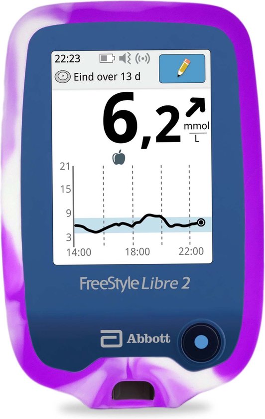 Siliconen Hoesje voor de Freestyle Libre 2 Reader - Paars/Wit Mix