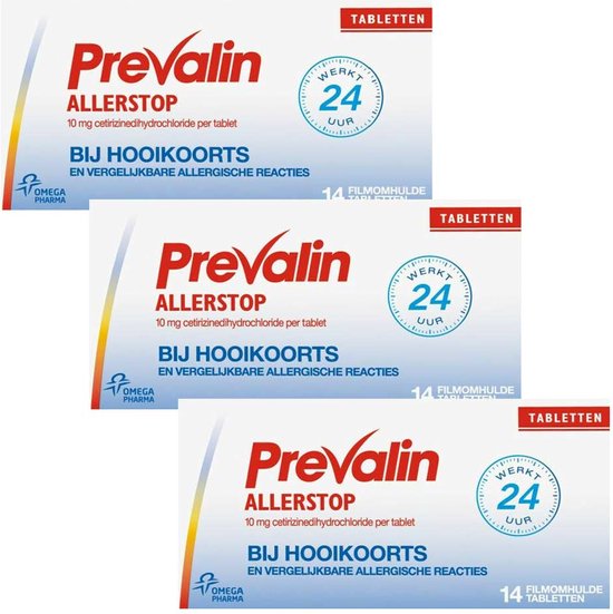 Prevalin Allerstop Allergietabletten Cetirizine 10 mg - 3 x 14 tabletten - Prevalin
