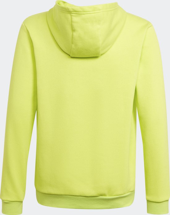 Arrière d'un sweat à capuche jaune vif à manches longues.