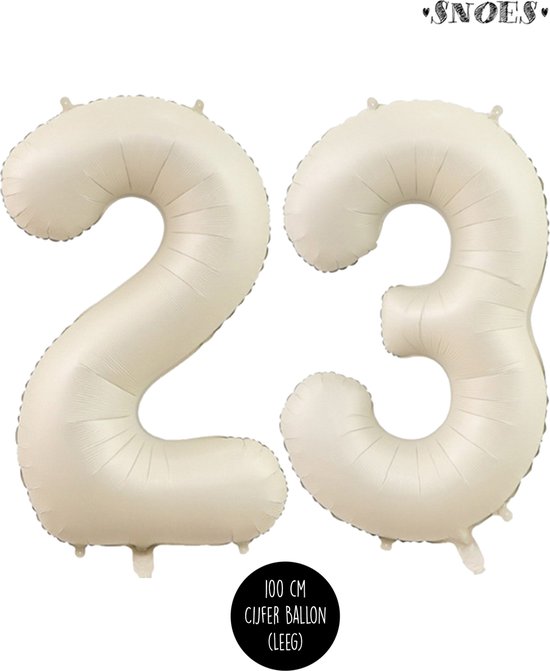Cijfer Helium Folie ballon XL - 23 jaar cijfer - Creme - Satijn - Nude - 100 cm - leeftijd 23 jaar feestartikelen verjaardag