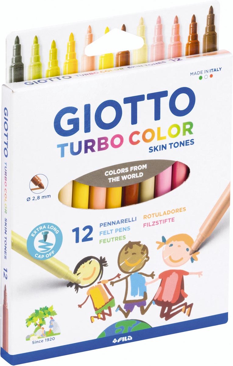 Viltstift giotto turbo color skin tones 12st | Etui a 12 stuk | 10 stuks