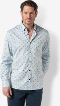 Twinlife Heren shirt small leaves - Overhemden - Duurzaam - Elastisch - Blauw - 4XL