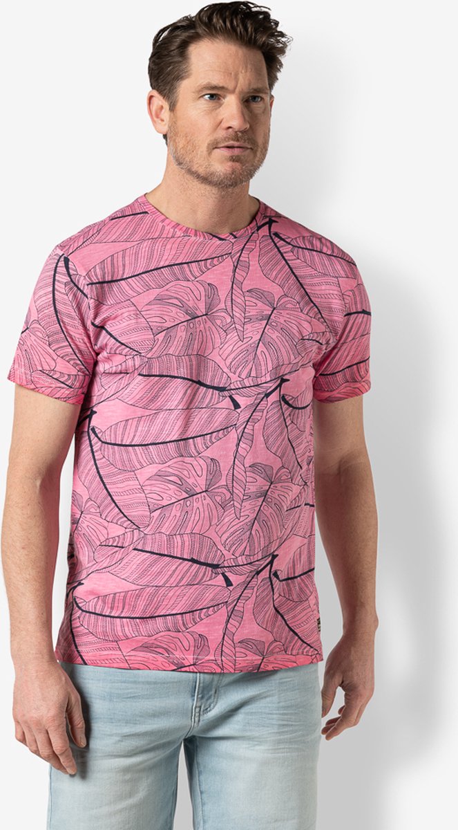 Twinlife Heren crew leaves - T-Shirts - Luchtig - Vochtabsorberend - Rood - M