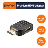 Powteq Premium - HDMI adapter - 90º naar rechts - 4K UHD 60 Hz - 1080p 144 Hz - Goldplated