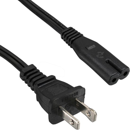 C7 (recht) - Type A / Amerika (recht) stroomkabel - SPT AWG18/2 / zwart - 1 meter