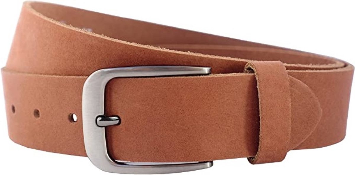 Fana Belts Leren Riem Nubuck Leer - Cognac- Taillemaat 115 cm - Brede Riem Dames / Heren - Luxe Riemen