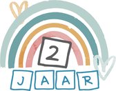 32x 2 JAAR - Baby Peuter Kinder Verjaardag Stickers - Leuk Regenboog voor Jongen en of meisje