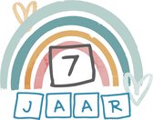 32x 7 JAAR - Baby Peuter Kinder Verjaardag Stickers - Leuk Regenboog voor Jongen en of meisje