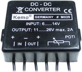 Module convertisseur de tension Kemo Tension d'entrée (plage) : 6 - 14 V/ DC Tension de sortie (plage) : 11 - 26 V/ DC 2 A