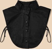 Losse kraag zwart katoen met opstaand boord rouches / roezels - Blouse kraagje - Nep los kraagje | Zwart | Ruches | Verstelbaar | DH collection