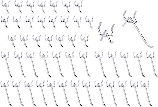 Tandefio 50 Pcs Metal Pegboard Hooks Slatwall U Hook Heavy Duty Peg Board Bins Hooks
