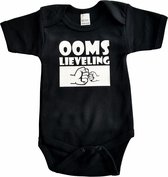 Zwarte romper met "Ooms lieveling" - maat 68 - babyshower, zwanger, cadeautje, kraamcadeau, grappig, geschenk, baby, tekst, bodieke