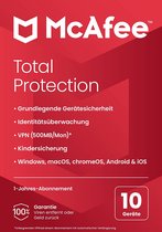 McAfee Total Protection 2023 - 10 apparaten - 1 jaar - Officiële retailverpakking