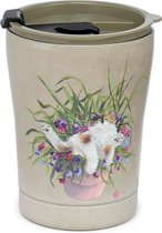 Kim Haskins Cat in plant pot Gobelet thermos chaud et froid en acier inoxydable vert - 300 ml
