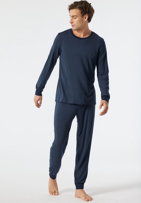 Schiesser pyjama lange broek - donkerblauw - maat: 48/S