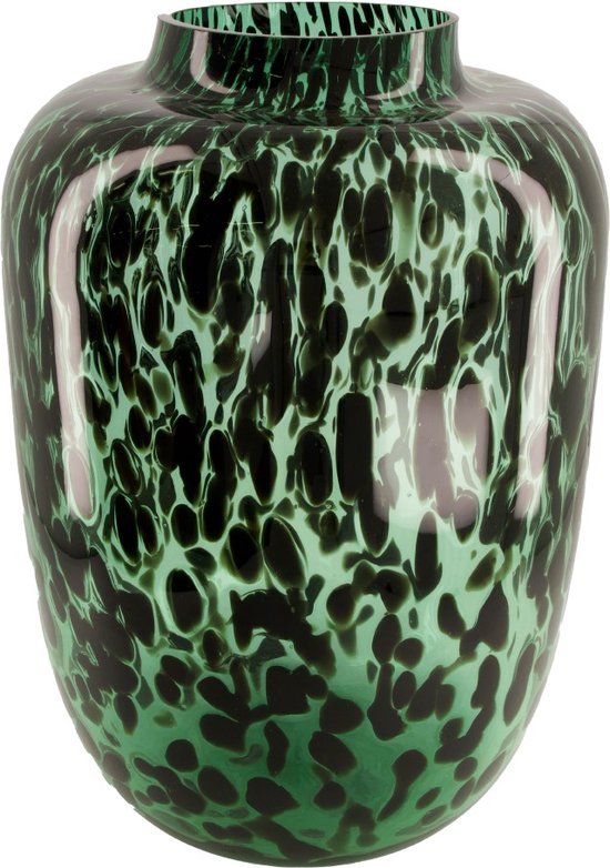 Cozy Ibiza-Vase- Cheetah-verre-vert XL