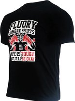 Fluory "Life is Tough" Muay Thai T-Shirt Zwart maat XL